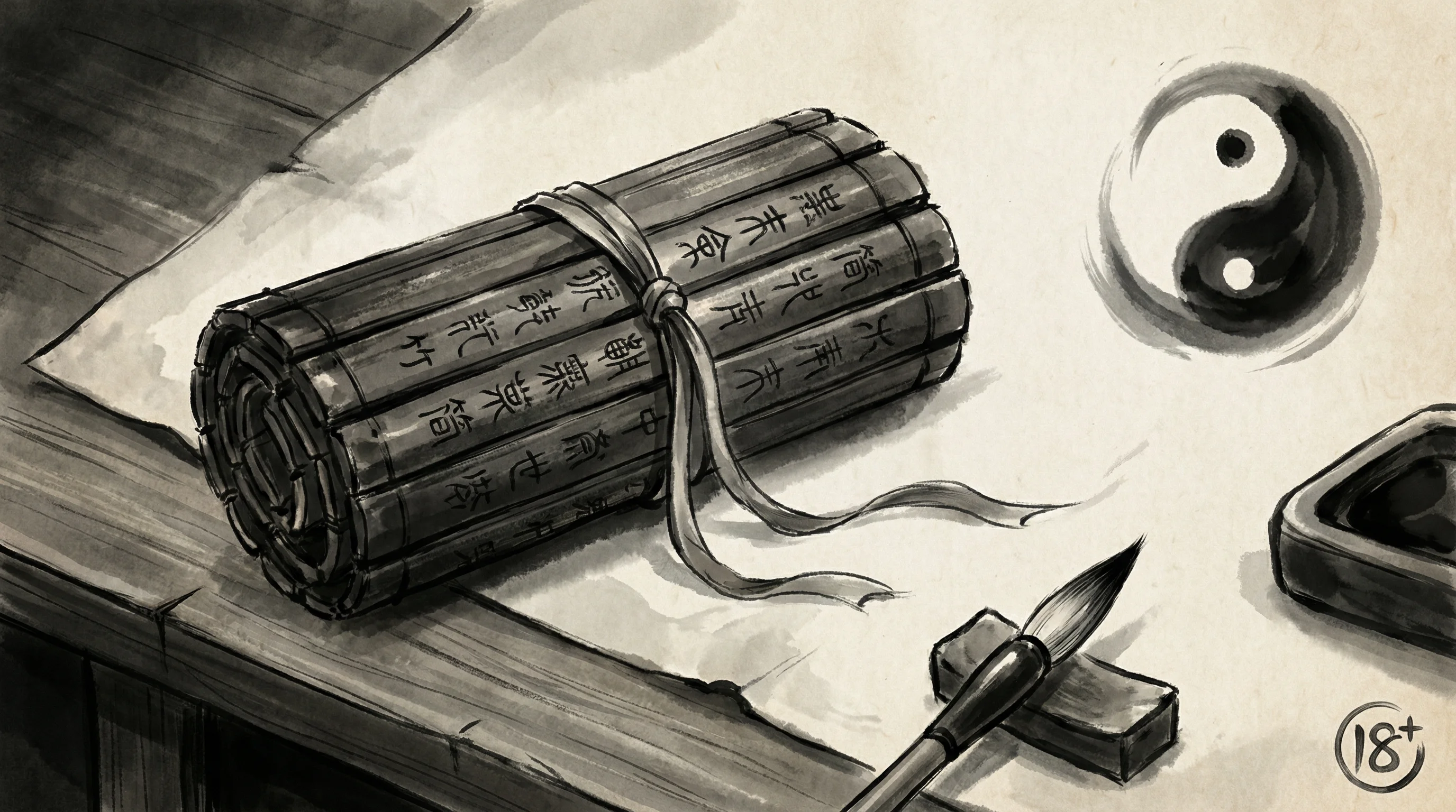 南宫体育负责任博弈竹简水墨画