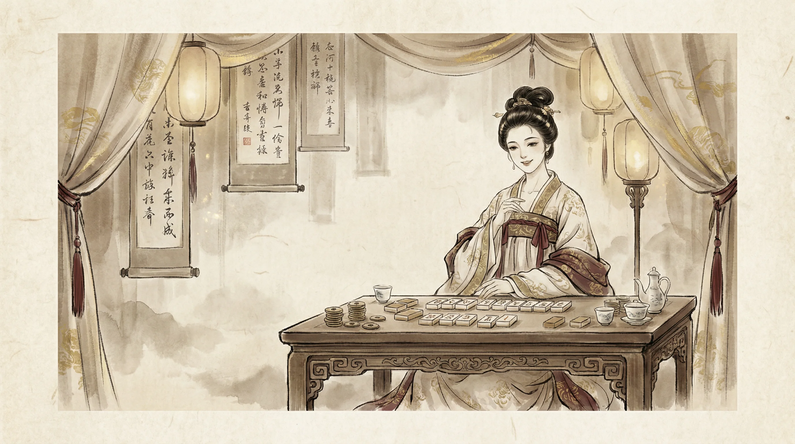 南宫体育真人对弈水墨画